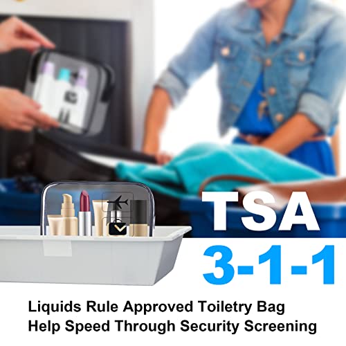 OSDUE 2 Stück Kulturbeutel Transparent, Flugzeug PVC Kosmetiktasche Wasserdicht, Handgepäck-Reisezubehör, Kulturtaschen für Männer, Frauen, Kinder, Familie (Schwarz)