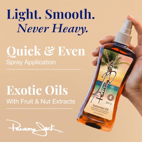 Image of Panama Jack Sunscreen Tanning Oil - SPF 4, PABA, Paraben, Gluten & Cruelty Free, Antioxidant Formula with Exotic Oils and Fruit & Nut Extracts, 8 FL OZ (Pack of 2)