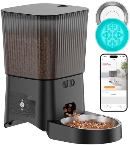 HoneyGuaridan Distributeur Croguettes Chat Automatique, 5G/2.4G W...