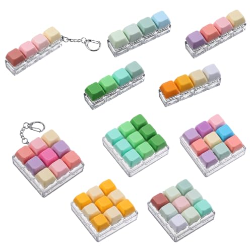 Qianyu 10 Pcs Keyboard Fidget Clicker Fidget Noisy Keyboard Keychain Sensory Finger Fidgets Loud Button Clicker for Adults Office to Relief and Pass Time
