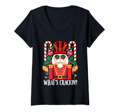 Femme Casse-Noisette de Noël Costume de Noël drôle et Amusant T-Shirt avec Col en V