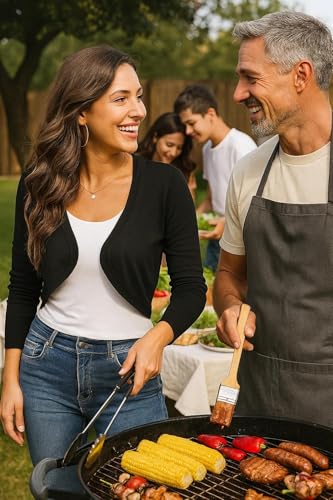 U.Vomade Women's Cropped Cardigan Bolero Shrug Open Front Sweater Long Sleeve S-1X2