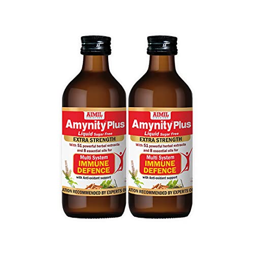 AIMIL Amynity Plus Syrup Enriched with Amla, Giloy, Tulsi, Ashwagandha, and 7 more herbs | Natural Immunity Booster | 200 ML (Pack of 2) AIMIL Amynity Plus Syrup Enriched with Amla, Giloy, Tulsi, Ashwagandha, and 7 more herbs | Natural Immunity Booster | 200 ML (Pack of 2)