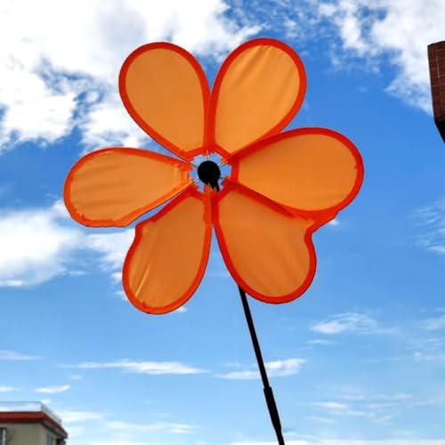 Yuanpgky Piccolo mulino a vento per casa, giardino, cortile, patio, ornamenti esterni, 30 cm panno e fibra di vetro, leggero con design colorato per (arancione)