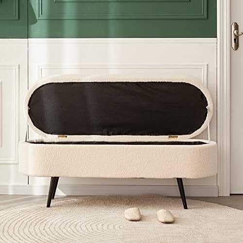 Pouf moderno in peluche shaggy di lusso, con gambe in metallo, per soggiorno, camera da letto, panca rettangolare da ingresso, sgabello poggiapiedi