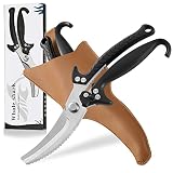 Poultry Shears,Spring-Loaded Heavy Duty Kitchen Scissors with Serrated Edge,Dishwasher Safe Stainles