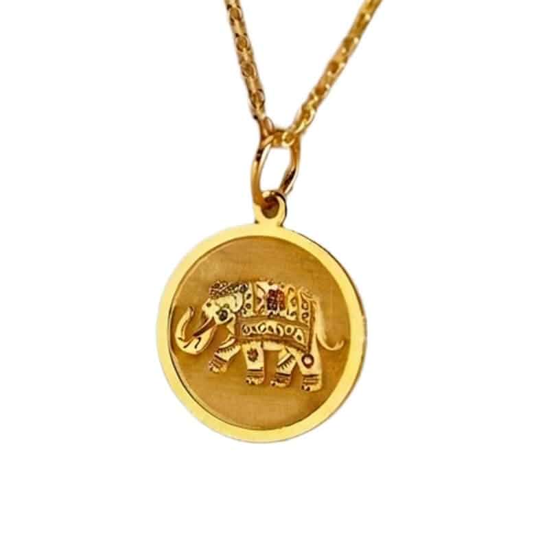 925 sterling silver necklace 24mm indian elephant charm |KSP_01072 with 18 inch chain elephant pendant dainty animal jewelry layered birthday gold plating handmade