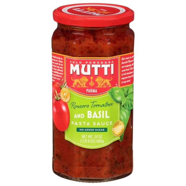Mutti, Pasta Sauce No Added Sugar Rossoro Tomatoes and Basil, 24 Ounce