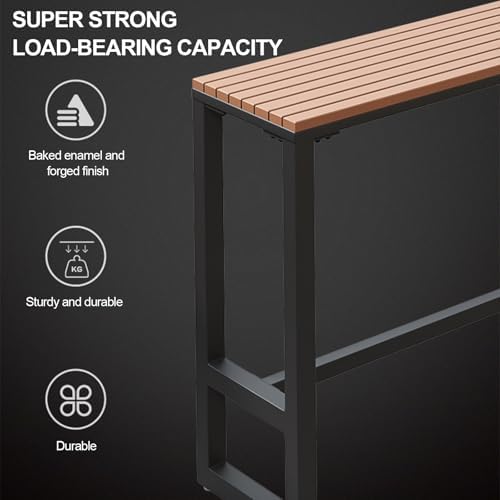 Industrial Rectangular Narrow Bar Table, Counter Height Dining Table for Modern Homes, Kitchen & Bistro Use, 15.7"x63" - Stylish Bar Unit, No Stools Included