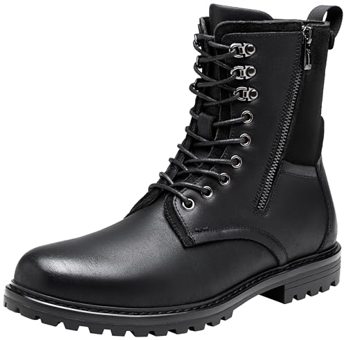 Image of Jousen Boots for Men Leather Casual Dress Shoes Combat Boots Men(AMY8409 allblack 08)