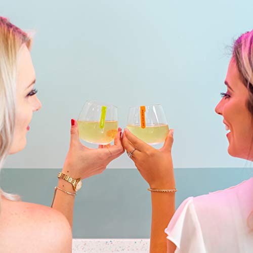 Capabunga Glasswhere Reusable Silicone Stemless Glass Identifiers With Slogans, Assorted Bright Colors Collection #TOP4