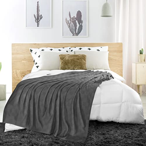 Utopia Bedding 100% Cotton Blanket (King Size - 90X108 Inches) 350Gsm Lightweight Thermal Blanket, Soft Breathable Blanket For All Seasons (Smoke Gray) #TOP7