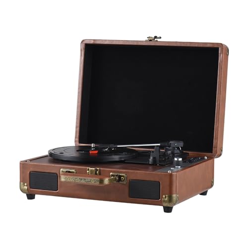 Player de Disco, Reproductor de Vinilo Vintage Reproductor de Vinilo Reproductor de Música con Altavoces 3.5 La Línea de Entrada de Audio para 7/10/12 Pulgadas de Vinilo Giratriz