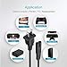 TV Power Cord Cable Replacement - [UL Listed] 6FT Extension Compatible with Samsung LG Sony Vizio Hisense Insignia JVC Sharp TCL Toshiba LCD LED TV 2 Prong 18AWG Power Cord Cable Supply