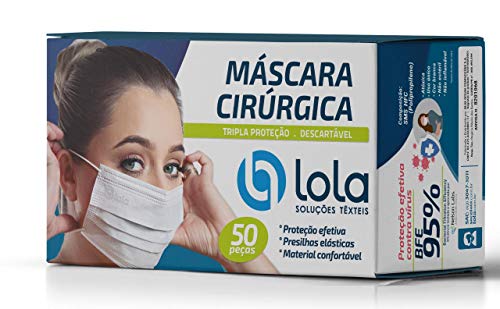 Máscara cirúrgica tripla descartável c/ 50 unidades Lola