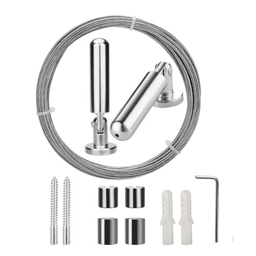 OOTSR Juego de Varillas de Amarre de Cortina de Malla de Alambre de tensión de Cortina Montaje de Pared Foto de Foto Cable de Cortina Alambre de Cortina Tendedero de Acero Inoxidable (5 Metros)