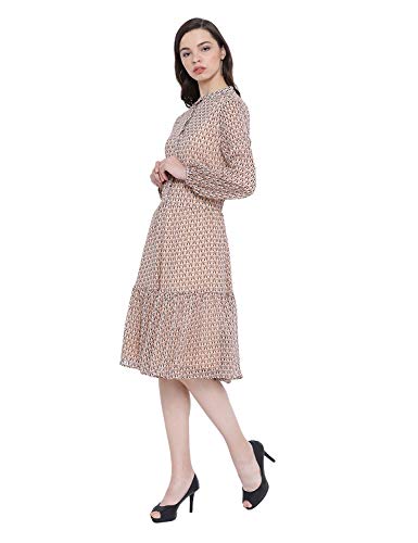 Image of oxolloxo Women Round Neck Full Sleeve Abstract Print Dress