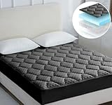 Casabella Mattress Topper - 4 Layer Gel Memory Foam Mattress Topper King Size Bed with Extra Deep Pocket - Hotel Quality Breathable Super Comfort Mattress Pad King Size Bed(150x200) - Grey - Image 2