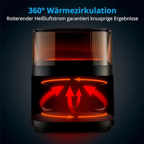 MEDION X10 XL Heißluftfritteuse MD11780 (5 Liter, Airfryer, innovative Wassersprühfunktion für krosse knusprige Speisen, 1.500 Watt, Sichtfenster, Schüttel Alarm,10 Automatikprogramme) – Bild 4