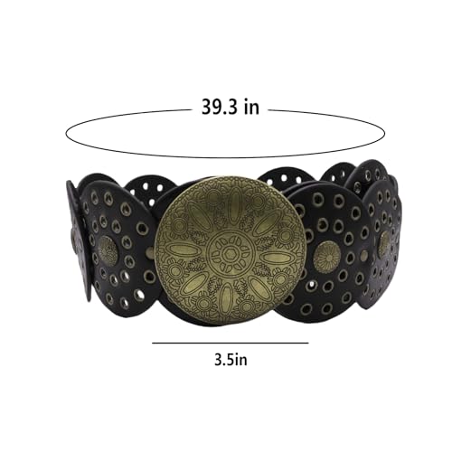 Western Leather Waist Belt for Women Boho Disc Punk Waist Belt for Dress Jeans Y2k Women's Waist Belt Dress Corset4