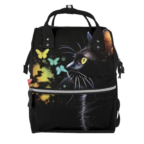 Sac à dos maman pour sorties décontractées avec bébé imprimé chat et papillon
