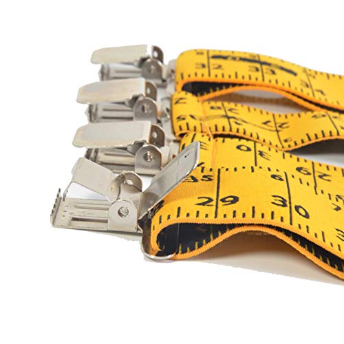 Aisenin Tape Measure Suspenders For Men 2” Wide X-Back Work Suspenders Elastic Adjustable(Yellow) #TOP5