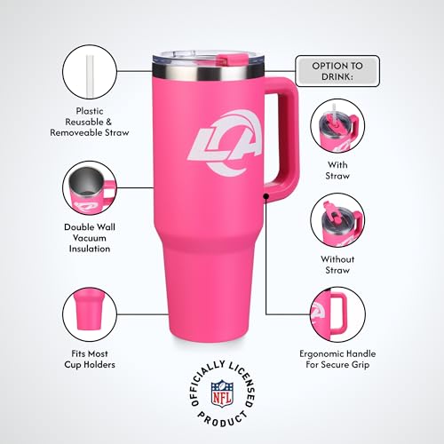 Image of The Memory Company Officially Licensed NFL - Los Angeles Rams 40oz Pink Game Day Tumbler with Team Logo