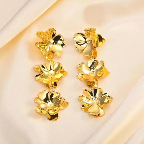 Boucles d'oreilles pendantes fleurs légères pour oreilles percées