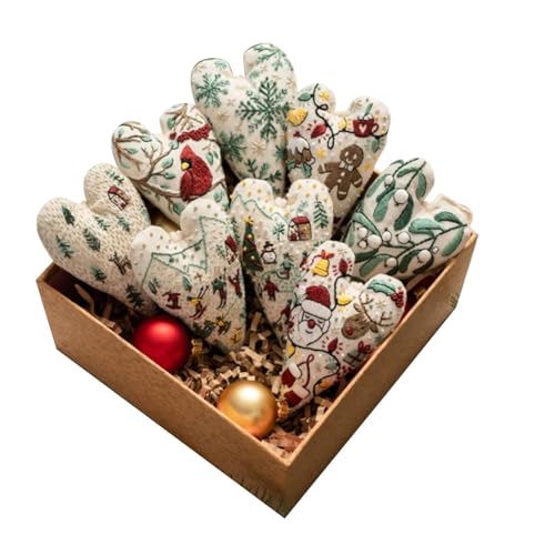 8pack Embroidery Christmas Ornament Kits, diys Heart Embroidery Christmas Decoration, Hand Embroidery Christmas Tree Hanging Ornament, Heart crosss stitchs Kits with Needles and Thread, Giftss