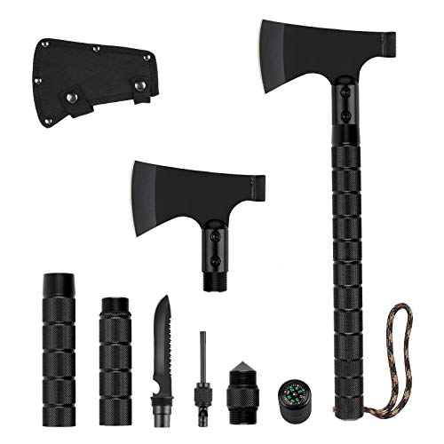 MOOACE Camping Axe, Multi Tool Survival Hatchet with Whistle Hammer Nylon Sheath for Outdoor Adventure