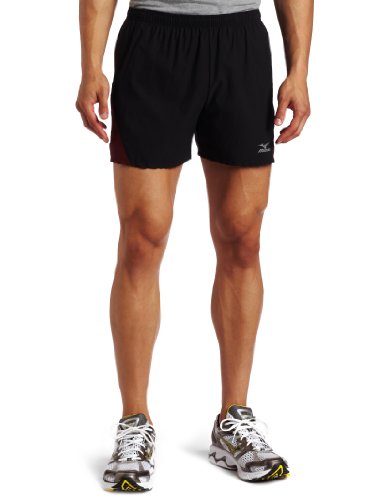 Short Mizuno Mustang noir et rouge en taille XL pour le running masculin