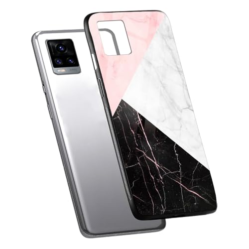 Image of COLORflow Back Cover Compatible with Vivo V20 | Beautiful Marble Black White Pink | Shockproof TPU Bumper Cover with Camera Protection Back Cover Compatible with Vivo V20