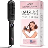 L'ANGE HAIR Smooth It 2-in-1 Hair Straightener Brush with Digital Temperature Dial Up to 450°F | Frizz Control Straightening Comb | Quick Styling Hot Brush for All Hair Types | Auto Shut-Off | Black