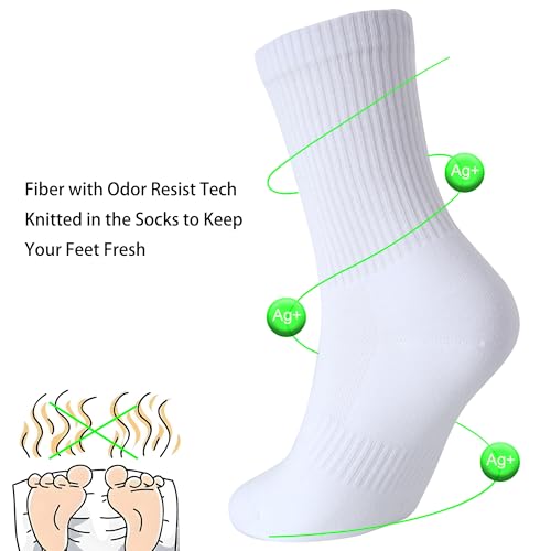 Image of Womens Anti Odor Seamless Breathable Moisture Wicking Cotton Ankle /Crew Running Hiking Dress Socks,Size 6-10
