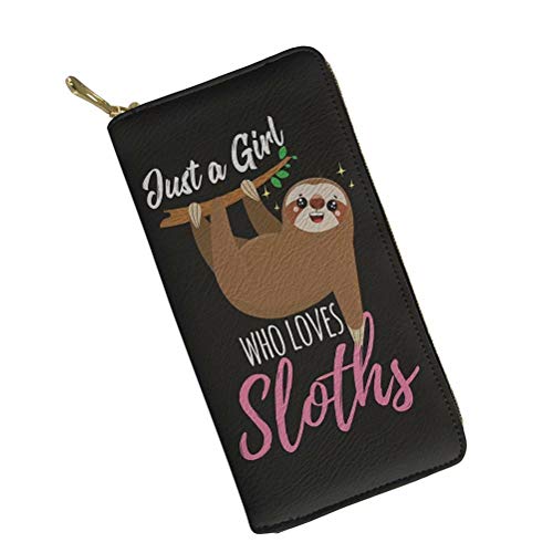 Afpanqz Just A Girl Who Loves Sloths Long Wallet Slim Purses With Phone Holder Credit Cards Slots Clips Clutch Pu Leather Handbag Portable Zipper Closure Waterproof Black #TOP27