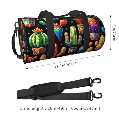 Sports Duffel Bag Colorful-Cactus-Plants Foldable Travel Tote Bag Weekender Sleepover Carry On Bag2