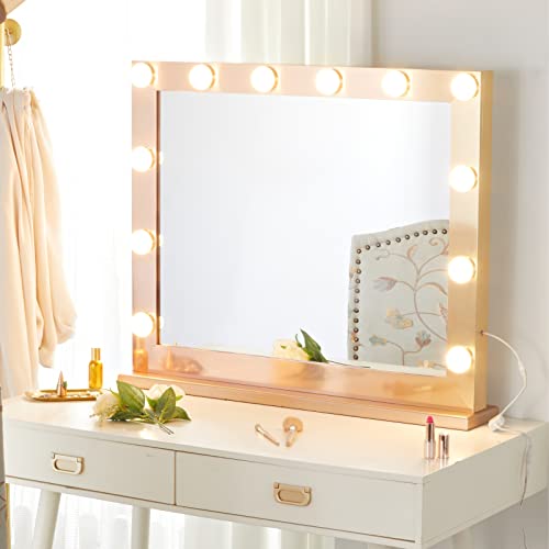 Yokukina Vanity Mirror With 12 Led Lights, 32 Inch Hollywood Lighted Makeup Mirror For Dressing Room, Tabletop, Rose Gold #TOP6