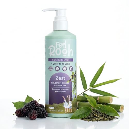 Image of Zest Kids Body Wash 300ml - Mulberry, Bamboo & Green Tea | Tear-Free, Gentle, Antibacterial | Natural Plant-Based | Ages 4-12