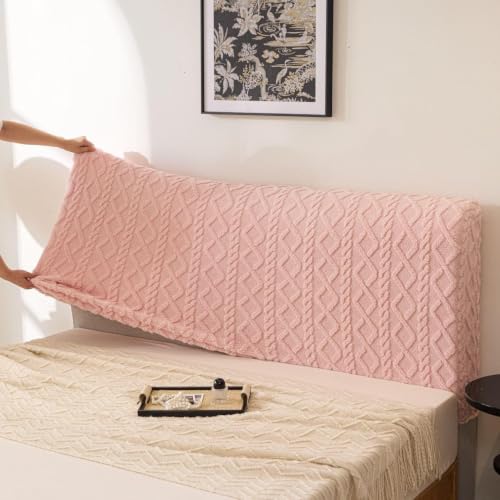 Image of HOMETHREADS Stretchable Lycra /Velvet Headboard Cover | Soft, Dust-Proof & Wrinkle-Resistant Bed Back Protector | Fits Leather, Wooden & Fabric Bedsides | for 5ft to 6.5ft Beds (Pink, 150x65cm)