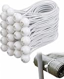UXEWKL 20 Pezzi Cordini Elastici con Sfera 15cm Bianchi, Elastici per Teloni ad Alta Resistenza, Ideali per Fissaggio di Gazebo, Tende da Campeggio e Coperture Esterne
