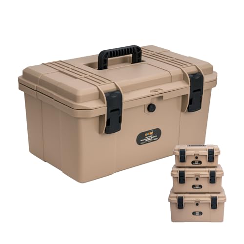 KATSU Tools Heavy Duty Plastic Toolbox 3PCs Set 15.6"+17.7"+19.7" Portable Waterproof Utility Tool Box Chest Storage Case Organizer with Removable Tray for Home Garage Tools