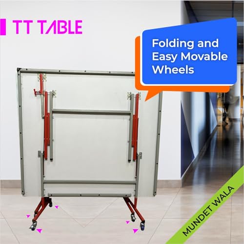 Image of ‎Classic Action Wood Table Tennis Table w /Both Side Laminated & Wheels w /Lock (TT Table Net + 2 TT Table Racket & 2 Balls) (18 mm Top Thickness Action Model)