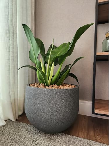 JAPI Pottery Rustic Round Planter (Charcoal 22.4 Inches)