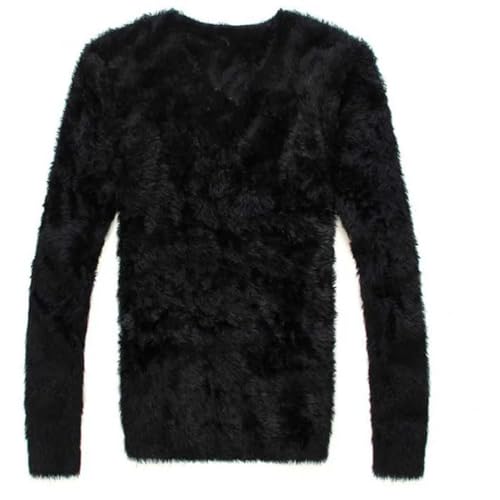 Men's Casual Solid Soft Warm Long Sleeves Pullover V-Neck Elastic Vintage Knitted Sweaters4