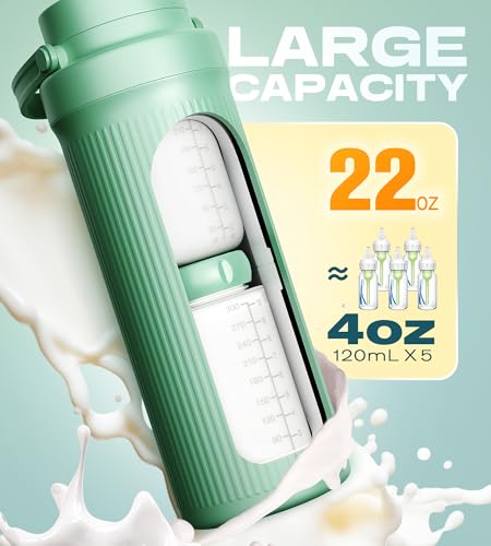 Image of 22oz Breast Milk Cooler Bottle for Travel & Outdoor Use, Portable Breastmilk Chiller with 24-Hour 360 Cooling, Larger Capacity with 2 Baby Bottles for Breast Milk Storage
