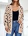 ZESICA Women's Fall Winter Long Sleeves Open Front Leopard Print Knitted Sweater Cardigan Coat Outwear,A Beige,Small