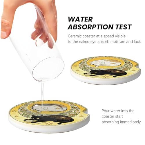 Portavasos absorbentes cerámicos para auto 2 piezas miniatura 4