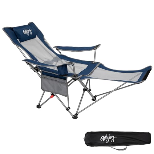 #WEJOY sedia da campeggio pieghevole 2 in 1, con schienale e poggiapiedi regolabili, poltrona relax con supporto per bevande
