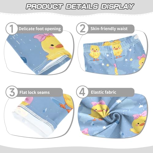 ALAZA Girls' Leggings Children's Yoga Pants Skinny Printed Dance Yellow Duck Rain Comfortable 4T2