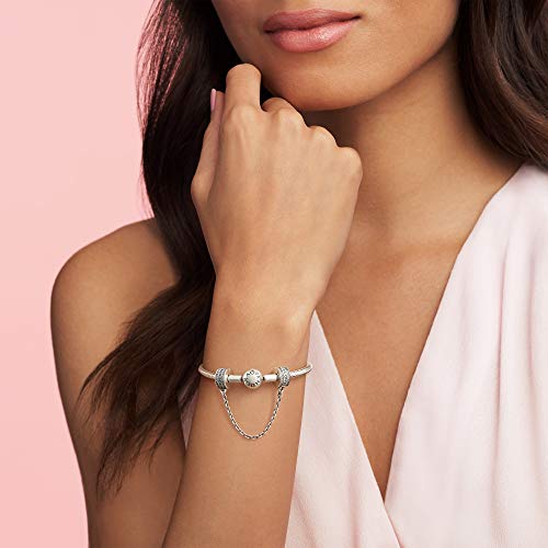PANDORA Logo Safety Chain Clip Charm - Compatible Moments Bracelets - Jewelry for Women - Gift for Women in Your Life - Made with Sterling Silver & Cubic Zirconia, With Gift Box3